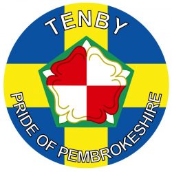 Tenby - Pride of Pembrokeshire - TWO PACK - Car Bumper Laptop Window Decal Wales County Flag Sticker