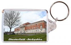 Chesterfield - Derbyshire - Double Sided Large Keyring Key Fob Chain Ring Gift Present Souvenir AD2