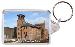 Derby - Derbyshire- Double Sided Large Keyring Key Fob Chain Ring Gift Present Souvenir AD3