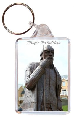 Filey - Yorkshire - Double Sided Large Keyring Key Fob Chain Ring Gift Present Souvenir AD1