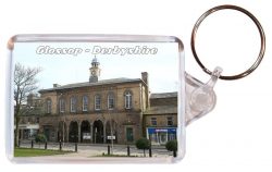 Glossop - Derbyshire - Double Sided Large Keyring Key Fob Chain Ring Gift Present Souvenir AD1