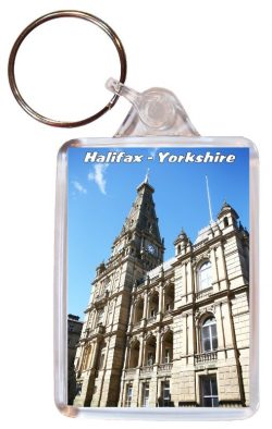 Halifax - Yorkshire - Double Sided Large Keyring Key Fob Chain Ring Gift Present Souvenir AD4