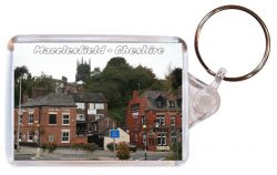 Macclesfield - Cheshire - Double Sided Large Keyring Key Fob Chain Ring Gift Present Souvenir AD3
