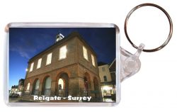 Reigate - Surrey - Double Sided Large Keyring Key Fob Chain Ring Gift Present Souvenir AD1
