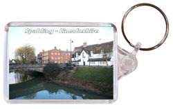 Spalding - Lincolnshire - Double Sided Large Keyring Key Fob Chain Ring Gift Present Souvenir AD1