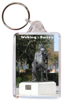 Woking - Surrey - Double Sided Large Keyring Key Fob Chain Ring Gift Present Souvenir AD1