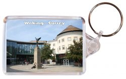 Woking - Surrey - Double Sided Large Keyring Key Fob Chain Ring Gift Present Souvenir AD3