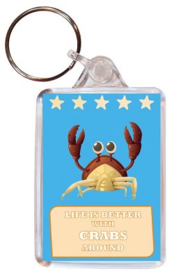 Life is Better with Crabs around - Double Sided Large Keyring Key Fob Chain Ring Gift Present Souvenir Crab