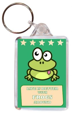 Life is Better with Frogs around - Double Sided Large Keyring Key Fob Chain Ring Gift Present Souvenir Frog