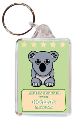 Life is Better with Koalas around - Double Sided Large Keyring Key Fob Chain Ring Gift Present Souvenir Koala