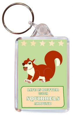 Life is Better with Squirrel around - Double Sided Large Keyring Key Fob Chain Ring Gift Present Souvenir Squirrel