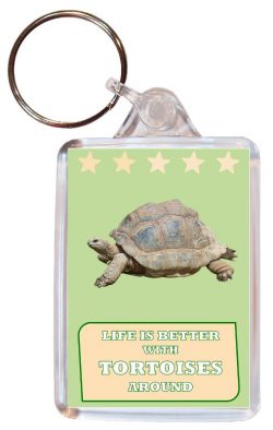 Life is Better with Tortoises around - Double Sided Large Keyring Key Fob Chain Ring Gift Present Souvenir Tortoise