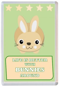 Life is Better with Bunnies around - Jumbo Fridge Magnet Souvenir Present Bunny