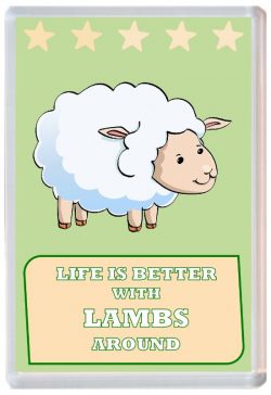 Life is Better with Lambs around - Jumbo Fridge Magnet Souvenir Present Lamb