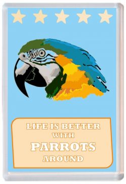 Life is Better with Parrots around - Jumbo Fridge Magnet Souvenir Present Parrot