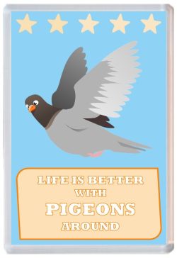 Life is Better with Pigeons around - Jumbo Fridge Magnet Souvenir Present Pigeon