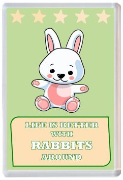 Life is Better with Rabbits around - Jumbo Fridge Magnet Souvenir Present Rabbit