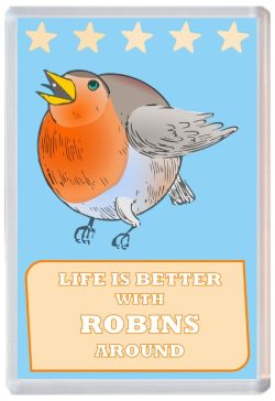 Life is Better with Robins around - Jumbo Fridge Magnet Souvenir Present Robin