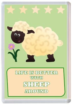 Life is Better with Sheep around - Jumbo Fridge Magnet Souvenir Present