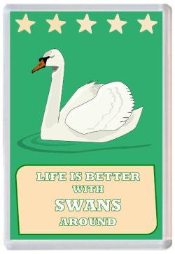 Life is Better with Swans around - Jumbo Fridge Magnet Souvenir Present Swan