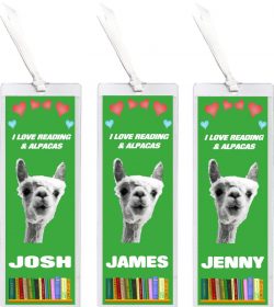 3 x I Love Reading & Alpacas/Alpaca - Personalised Bookmark