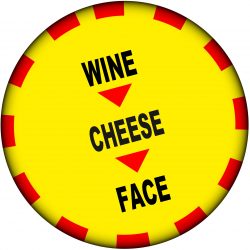 3 PACK - Wine - Cheese - Face - 59mm Badge/Badges - Joke Fun Tory Xmas New Years Eve Party Rules