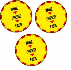 3 Pack - 3 PACK - Wine - Cheese - Face - 59mm Badge/Badges - Joke Fun Tory Xmas New Years Eve Party Rules