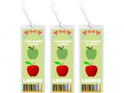 3 x I Love Reading & Apple/Apples - Personalised Bookmark
