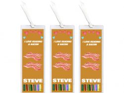 3 x I Love Reading & Bacon - Personalised Bookmark