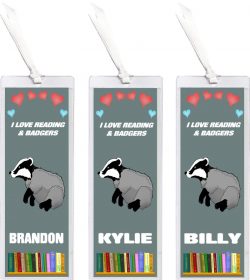 3 x I Love Reading & Badgers/Badger - Personalised Bookmark