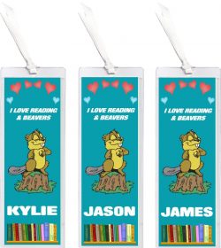 3 x I Love Reading & Beaver/Beavers - Personalised Bookmark