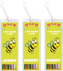 3 x I Love Reading & Bee/Bees - Personalised Bookmark
