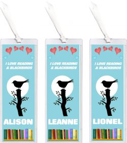 3 x I Love Reading & Blackbirds/Blackbird - Personalised Bookmark