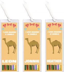 3 x I Love Reading & Camel/Camels - Personalised Bookmark