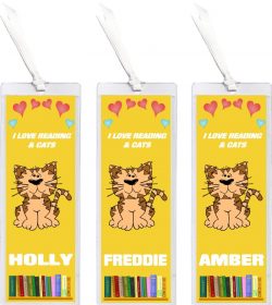 3 x I Love Reading & Cats/Cat - Personalised Bookmark