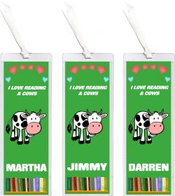 3 x I Love Reading & Cows/Cow - Personalised Bookmark