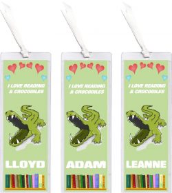 3 x I Love Reading & Crocodile/Crocodile - Personalised Bookmark
