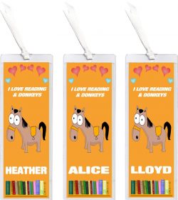 3 x I Love Reading & Donkey/Donkeys - Personalised Bookmark