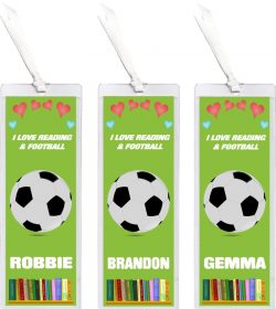 3 x I Love Reading & Football - Personalised Bookmark