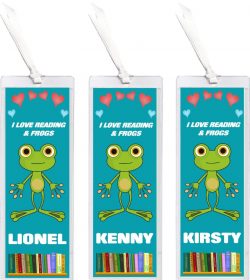 3 x I Love Reading & Frog/Frogs - Personalised Bookmark