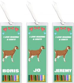 3 x I Love Reading & Goat/Goats - Personalised Bookmark