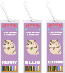 3 x I Love Reading & Hamsters/Hamster - Personalised Bookmark