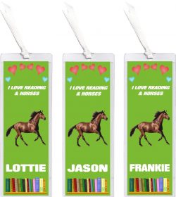 3 x I Love Reading & Horse/Horses - Personalised Bookmark