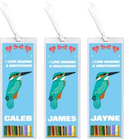 3 x I Love Reading & Kingfisher/Kingfishers - Personalised Bookmark