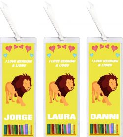 3 x I Love Reading & Lion/Lions - Personalised Bookmark
