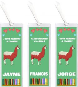 3 x I Love Reading & Llamas/Llama - Personalised Bookmark