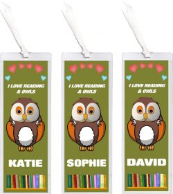 3 x I Love Reading & Owls/Owl - Personalised Bookmark
