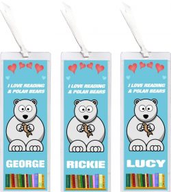 3 x I Love Reading & Polar Bears - Personalised Bookmark