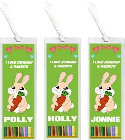 3 x I Love Reading & Rabbits/Rabbit - Personalised Bookmark