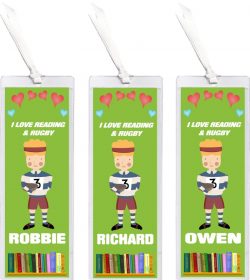 3 x I Love Reading & Rugby - Personalised Bookmark